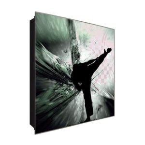  Schlüsselkasten 'Kampfkunst' 30x30 Glas, inkl. Haken Schlüsselbrett Schlüssel-Box Design Aufbewahrung