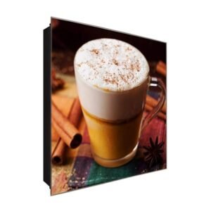  Schlüsselkasten 'Karamell Cappucchino' 30x30 Glas, inkl. Haken Schlüsselbrett Schlüssel-Box Design Aufbewahrung