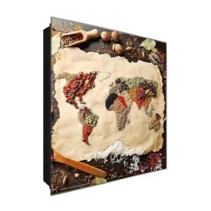  Schlüsselkasten 'Karte der Würze' 30x30 Glas, inkl. Haken Schlüsselbrett Schlüssel-Box Design Aufbewahrung