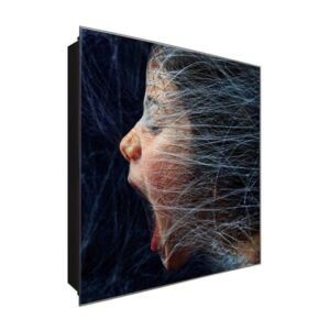  Schlüsselkasten 'Kind im Netz' 30x30 Glas, inkl. Haken Schlüsselbrett Schlüssel-Box Design Aufbewahrung