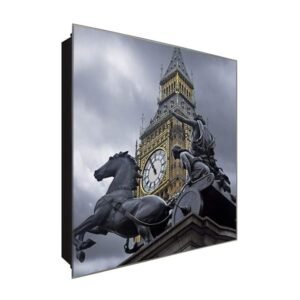  Schlüsselkasten 'Kirchenturm' 30x30 Glas, inkl. Haken Schlüsselbrett Schlüssel-Box Design Aufbewahrung