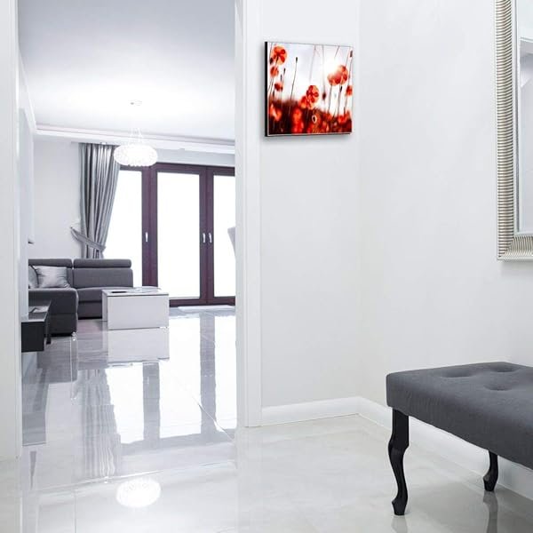 Schlüsselkasten 'Klatschmohn Wiese ' 30x30 Glas, inkl. Haken Schlüsselbrett Schlüssel-Box Design Aufbewahrung – Bild 3