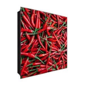 Schlüsselkasten 'Kochen Mir Chilis' 30x30 Glas, inkl. Haken Schlüsselbrett Schlüssel-Box Design Aufbewahrung