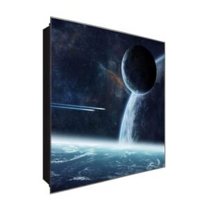  Schlüsselkasten 'Kometen Flug' 30x30 Glas, inkl. Haken Schlüsselbrett Schlüssel-Box Design Aufbewahrung