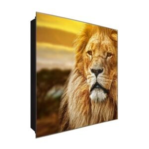  Schlüsselkasten 'König der Tiere' 30x30 Glas, inkl. Haken Schlüsselbrett Schlüssel-Box Design Aufbewahrung