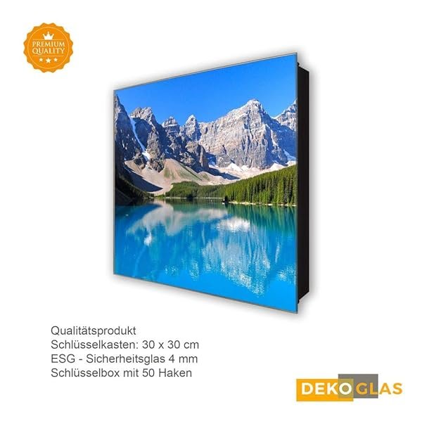 Schlüsselkasten 'Königssee' 30x30 Glas, inkl. Haken Schlüsselbrett Schlüssel-Box Design Aufbewahrung – Bild 5