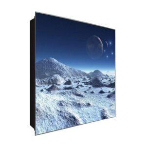  Schlüsselkasten 'Krater am Mond ' 30x30 Glas, inkl. Haken Schlüsselbrett Schlüssel-Box Design Aufbewahrung