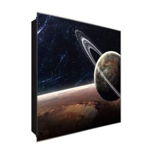  Schlüsselkasten 'Krater im Kosmos' 30x30 Glas, inkl. Haken Schlüsselbrett Schlüssel-Box Design Aufbewahrung