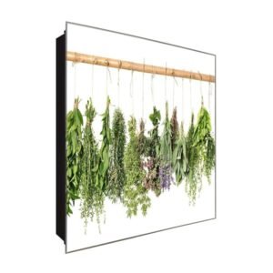  Schlüsselkasten 'Kräuter am trocknen ' 30x30 Glas, inkl. Haken Schlüsselbrett Schlüssel-Box Design Aufbewahrung