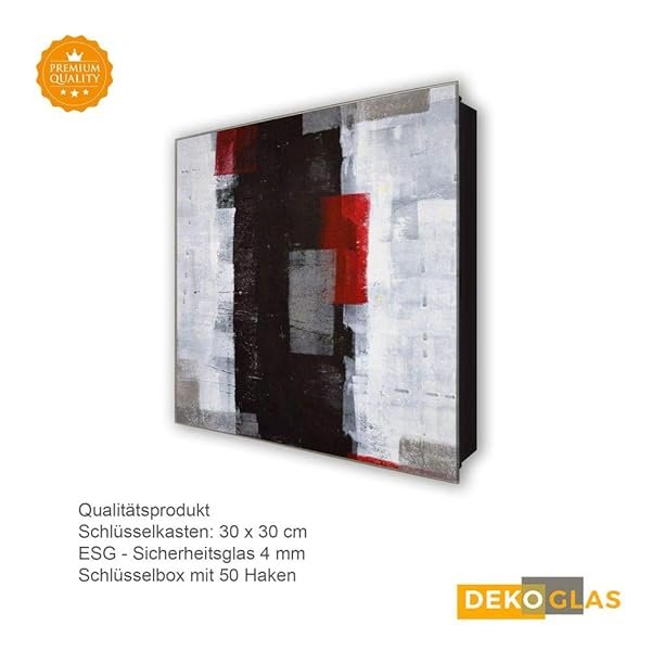 Schlüsselkasten 'Kreatives Verlangen' 30x30 Glas, inkl. Haken Schlüsselbrett Schlüssel-Box Design Aufbewahrung – Bild 5
