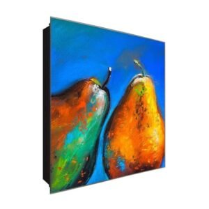  Schlüsselkasten 'Kunst Birnen' 30x30 Glas, inkl. Haken Schlüsselbrett Schlüssel-Box Design Aufbewahrung