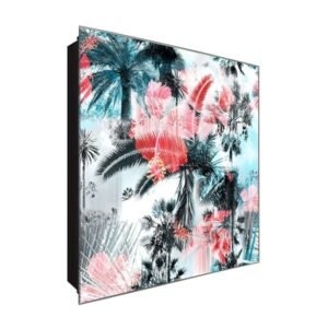  Schlüsselkasten 'Kunst Paradies' 30x30 Glas, inkl. Haken Schlüsselbrett Schlüssel-Box Design Aufbewahrung