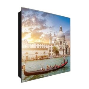  Schlüsselkasten 'Kunst aus Venedig' 30x30 Glas, inkl. Haken Schlüsselbrett Schlüssel-Box Design Aufbewahrung