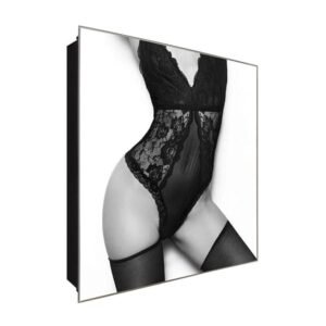  Schlüsselkasten 'Kurvige Frau' 30x30 Glas, inkl. Haken Schlüsselbrett Schlüssel-Box Design Aufbewahrung