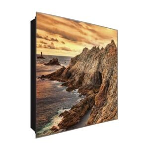  Schlüsselkasten 'Küstefelsenbucht' 30x30 Glas, inkl. Haken Schlüsselbrett Schlüssel-Box Design Aufbewahrung