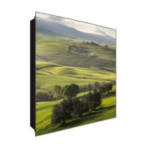  Schlüsselkasten 'Landschaftszauber' 30x30 Glas, inkl. Haken Schlüsselbrett Schlüssel-Box Design Aufbewahrung