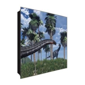  Schlüsselkasten 'Langhalswanderung' 30x30 Glas, inkl. Haken Schlüsselbrett Schlüssel-Box Design Aufbewahrung