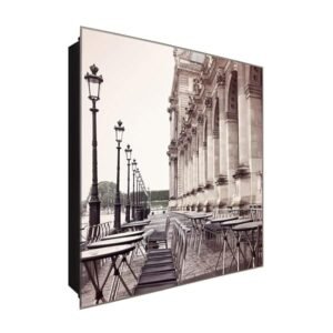  Schlüsselkasten 'Laternenplatz' 30x30 Glas, inkl. Haken Schlüsselbrett Schlüssel-Box Design Aufbewahrung