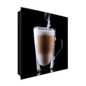  Schlüsselkasten 'Latte Macchiato' 30x30 Glas, inkl. Haken Schlüsselbrett Schlüssel-Box Design Aufbewahrung