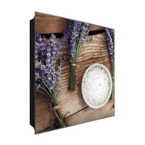  Schlüsselkasten 'Lavendeltraum' 30x30 Glas, inkl. Haken Schlüsselbrett Schlüssel-Box Design Aufbewahrung