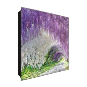  Schlüsselkasten 'Lavendelweg' 30x30 Glas, inkl. Haken Schlüsselbrett Schlüssel-Box Design Aufbewahrung