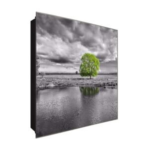  Schlüsselkasten 'Lebensbaum' 30x30 Glas, inkl. Haken Schlüsselbrett Schlüssel-Box Design Aufbewahrung