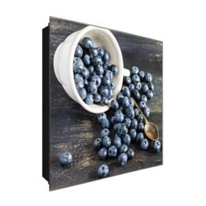  Schlüsselkasten 'Leckere Heidelbeeren' 30x30 Glas, inkl. Haken Schlüsselbrett Schlüssel-Box Design Aufbewahrung