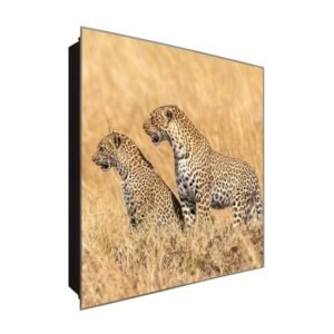  Schlüsselkasten 'Leoparden Paar' 30x30 Glas, inkl. Haken Schlüsselbrett Schlüssel-Box Design Aufbewahrung