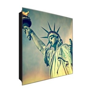  Schlüsselkasten 'Liberty Island' 30x30 Glas, inkl. Haken Schlüsselbrett Schlüssel-Box Design Aufbewahrung