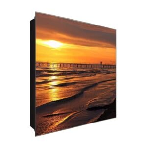  Schlüsselkasten 'Licht am Steg' 30x30 Glas, inkl. Haken Schlüsselbrett Schlüssel-Box Design Aufbewahrung