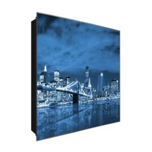  Schlüsselkasten 'Lichter bei Nacht' 30x30 Glas, inkl. Haken Schlüsselbrett Schlüssel-Box Design Aufbewahrung