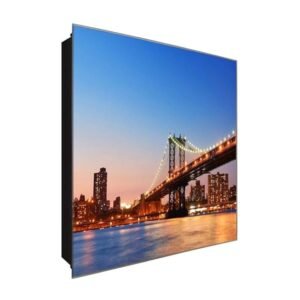  Schlüsselkasten 'Lichterbrücke' 30x30 Glas, inkl. Haken Schlüsselbrett Schlüssel-Box Design Aufbewahrung