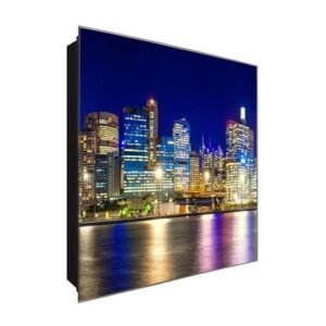  Schlüsselkasten 'Lichternacht' 30x30 Glas, inkl. Haken Schlüsselbrett Schlüssel-Box Design Aufbewahrung