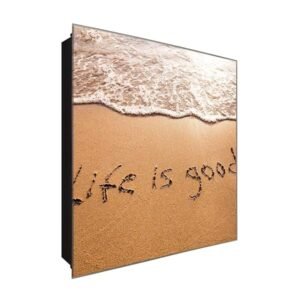  Schlüsselkasten 'Life is Good' 30x30 Glas, inkl. Haken Schlüsselbrett Schlüssel-Box Design Aufbewahrung