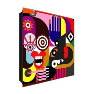  Schlüsselkasten 'Like Picasso' 30x30 Glas, inkl. Haken Schlüsselbrett Schlüssel-Box Design Aufbewahrung