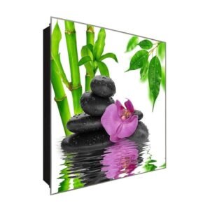  Schlüsselkasten 'Lila Orchidee' 30x30 Glas, inkl. Haken Schlüsselbrett Schlüssel-Box Design Aufbewahrung