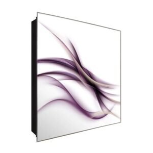  Schlüsselkasten 'Lila Schwung' 30x30 Glas, inkl. Haken Schlüsselbrett Schlüssel-Box Design Aufbewahrung