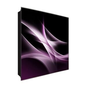  Schlüsselkasten 'Lila Schwünge' 30x30 Glas, inkl. Haken Schlüsselbrett Schlüssel-Box Design Aufbewahrung