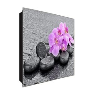  Schlüsselkasten 'Lila Traum' 30x30 Glas, inkl. Haken Schlüsselbrett Schlüssel-Box Design Aufbewahrung