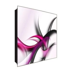  Schlüsselkasten 'Lila geschwungen' 30x30 Glas, inkl. Haken Schlüsselbrett Schlüssel-Box Design Aufbewahrung