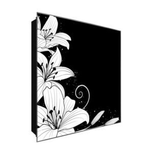  Schlüsselkasten 'Lili Black & White' 30x30 Glas, inkl. Haken Schlüsselbrett Schlüssel-Box Design Aufbewahrung