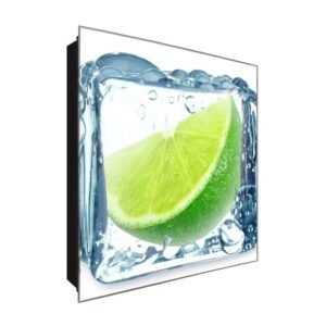  Schlüsselkasten 'Limette im Eiswürfel' 30x30 Glas, inkl. Haken Schlüsselbrett Schlüssel-Box Design Aufbewahrung