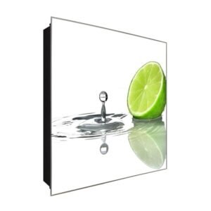  Schlüsselkasten 'Limette mit Tropfen' 30x30 Glas, inkl. Haken Schlüsselbrett Schlüssel-Box Design Aufbewahrung
