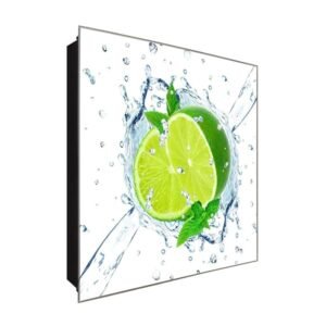  Schlüsselkasten 'Limetten Aqua' 30x30 Glas, inkl. Haken Schlüsselbrett Schlüssel-Box Design Aufbewahrung