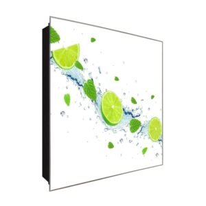  Schlüsselkasten 'Limettenrutsche' 30x30 Glas, inkl. Haken Schlüsselbrett Schlüssel-Box Design Aufbewahrung