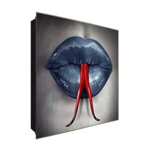  Schlüsselkasten 'Lippen der Viper ' 30x30 Glas, inkl. Haken Schlüsselbrett Schlüssel-Box Design Aufbewahrung