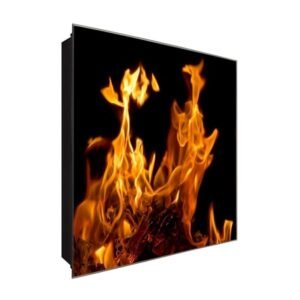  Schlüsselkasten 'Lodernde Flame ' 30x30 Glas, inkl. Haken Schlüsselbrett Schlüssel-Box Design Aufbewahrung