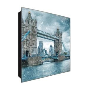 Schlüsselkasten 'London Bridge' 30x30 Glas, inkl. Haken Schlüsselbrett Schlüssel-Box Design Aufbewahrung