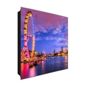  Schlüsselkasten 'London Eye' 30x30 Glas, inkl. Haken Schlüsselbrett Schlüssel-Box Design Aufbewahrung