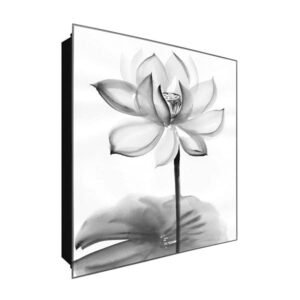  Schlüsselkasten 'Lotus Black&White' 30x30 Glas, inkl. Haken Schlüsselbrett Schlüssel-Box Design Aufbewahrung